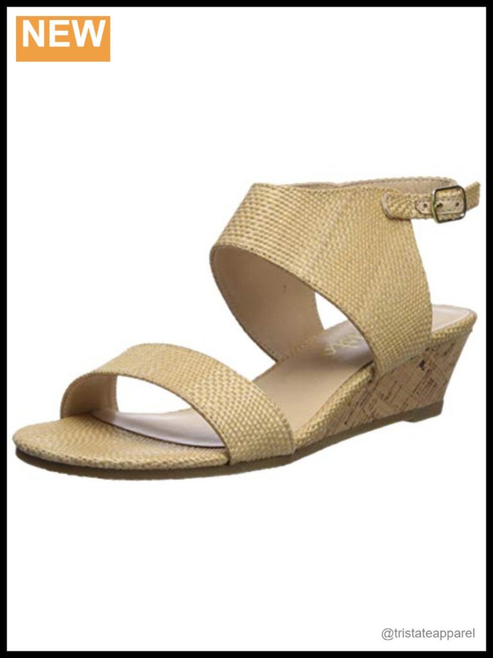 Callisto Raffia Cork Wedge Sandal Ankle Strap Rhinestone Comfort